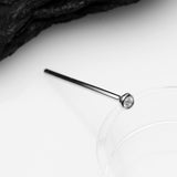 Detail View 1 of 14 Karat White Gold Bezel Set Sparkle Fishtail Nose Ring-Clear Gem