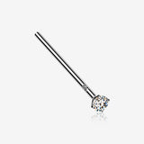 14 Karat White Gold Prong Set Sparkle Fishtail Nose Ring