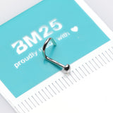 Detail View 2 of 14 Karat White Gold Solid Dome Top Nose Screw Ring
