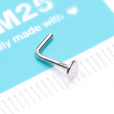 Detail View 4 of 14 Karat White Gold Round Disc Top L-Shaped Nose Ring