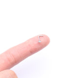 Detail View 2 of 14 Karat White Gold Round Disc Top L-Shaped Nose Ring
