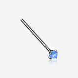 14 Karat White Gold Prong Set Fire Opal Fishtail Nose Ring