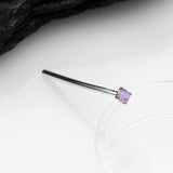 Detail View 1 of 14 Karat White Gold Prong Set Fire Opal Fishtail Nose Ring-Purple