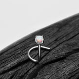 Detail View 1 of 14 Karat White Gold Prong Set Fire Opal Top Nose Screw Ring-White