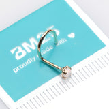 Detail View 2 of 14 Karat Gold Prong Set Fire Opal Top Nose Screw Ring-White
