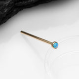 Detail View 1 of 14 Karat Gold Bezel Set Fire Opal Fishtail Nose Ring-Blue