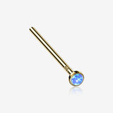 14 Karat Gold Bezel Set Fire Opal Fishtail Nose Ring