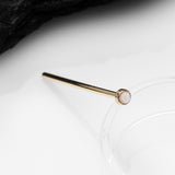Detail View 1 of 14 Karat Gold Bezel Set Fire Opal Fishtail Nose Ring-White