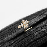 Detail View 1 of 14 Karat Gold Multi-Gem Sparkle Cross L-Shaped Nose Ring-Clear Gem