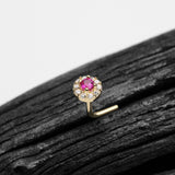 Detail View 1 of 14 Karat Gold Double Tiered Brilliant Sparkle Multi Gem L-Shaped Nose Ring-Clear Gem/Red