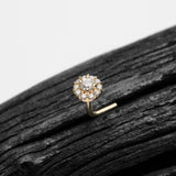 Detail View 1 of 14 Karat Gold Double Tiered Brilliant Sparkle Multi Gem L-Shaped Nose Ring-Clear Gem