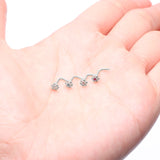 Detail View 3 of 14 Karat White Gold Glistening Multi-Gem Flower Sparkle L-Shaped Nose Ring-Clear Gem