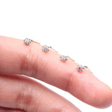 Detail View 3 of 14 Karat Gold Glistening Multi-Gem Flower Sparkle L-Shaped Nose Ring-Clear Gem/Pink
