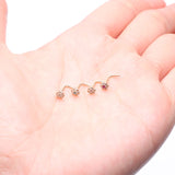 Detail View 3 of 14 Karat Gold Glistening Multi-Gem Flower Sparkle L-Shaped Nose Ring-Clear Gem