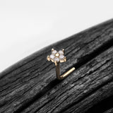 Detail View 1 of 14 Karat Gold Spring Flower Sparkle L-Shaped Nose Ring-Clear Gem