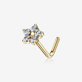 14 Karat Gold Spring Flower Sparkle L-Shaped Nose Ring