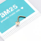 Detail View 2 of 14 Karat Gold Flat Heart Top L-Shaped Nose Ring
