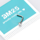 14 Karat White Gold Flat Star Top L-Shaped Nose Ring