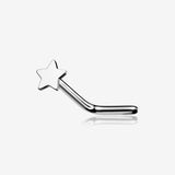 14 Karat White Gold Flat Star Top L-Shaped Nose Ring