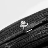 Detail View 1 of 14 Karat White Gold Hollow Heart Sparkle L-Shaped Nose Ring-Clear Gem
