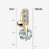 Detail View 1 of 14 Karat Gold Luscious Sparkle Bar Reverse Belly Button Ring-Clear Gem