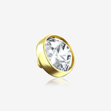 14 Karat Gold Flat Dome Sparkle Dermal Anchor Top-Clear Gem