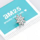 Detail View 2 of 14 Karat White Gold Sparkle Starburst Dermal Anchor Top Part-Clear Gem