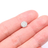 Detail View 3 of 14 Karat White Gold Grand Sparkle Flower Dermal Anchor Top-Clear Gem