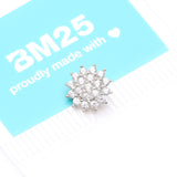 Detail View 4 of 14 Karat White Gold Grand Sparkle Flower Dermal Anchor Top-Clear Gem