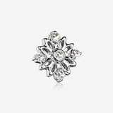 14 Karat White Gold Sparkle Divine Flower Blossom Dermal Anchor Top Part