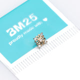Detail View 2 of 14 Karat Gold Sparkle Divine Flower Blossom Dermal Anchor Top Part-Clear Gem