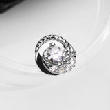 Detail View 1 of 14 Karat White Gold Sparkle Tiered Swirl Dermal Anchor Top Part-Clear Gem