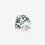 14 Karat White Gold Round Prong Set Gem Dermal Anchor Top Part