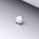 Detail View 1 of 14 Karat White Gold Prong Set Fire Opal Dermal Anchor Top-White Opal