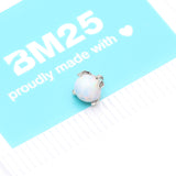 Detail View 4 of 14 Karat White Gold Prong Set Fire Opal Dermal Anchor Top-White Opal