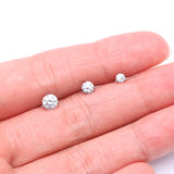 Detail View 3 of 14 Karat White Gold Prong Set Gem Sparkle Cartilage Tragus Barbell-Clear Gem