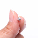 Detail View 2 of 14 Karat White Gold Prong Set Gem Sparkle Cartilage Tragus Barbell-Clear Gem