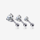 14 Karat White Gold Prong Set Gem Sparkle Cartilage Tragus Barbell