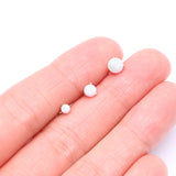 Detail View 3 of 14 Karat Gold Prong Set Fire Opal Sparkle Cartilage Tragus Barbell-White Opal