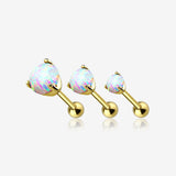14 Karat Gold Prong Set Fire Opal Sparkle Cartilage Tragus Barbell