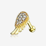 14 Karat Gold Multi-Gem Sparkle Angel Wing Cartilage Tragus Barbell