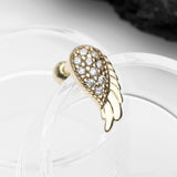 Detail View 1 of 14 Karat Gold Multi-Gem Sparkle Angel Wing Cartilage Tragus Barbell-Clear Gem