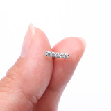 Detail View 2 of 14 Karat White Gold Gems Lined Bar Cartilage Tragus Barbell-Clear Gem