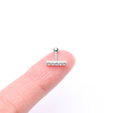 Detail View 3 of 14 Karat White Gold Gems Lined Bar Cartilage Tragus Barbell-Clear Gem
