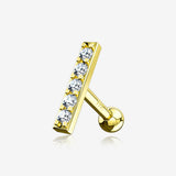 14 Karat Gold Gems Lined Bar Cartilage Tragus Barbell