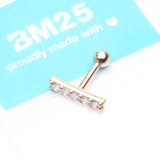 Detail View 4 of 14 Karat Gold Gems Lined Bar Cartilage Tragus Barbell-Clear Gem