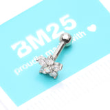 Detail View 4 of 14 Karat White Gold Fire Opal Sparkle Gems Flower Cartilage Tragus Barbell-White Opal