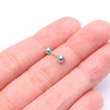 Detail View 2 of 14 Karat White Gold Gem Ball Top Cartilage Barbell-Clear Gem