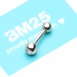 Detail View 4 of 14 Karat White Gold Gem Ball Top Cartilage Barbell-Clear Gem