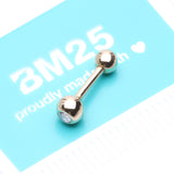 Detail View 4 of 14 Karat Gold Gem Ball Top Cartilage Barbell-Clear Gem